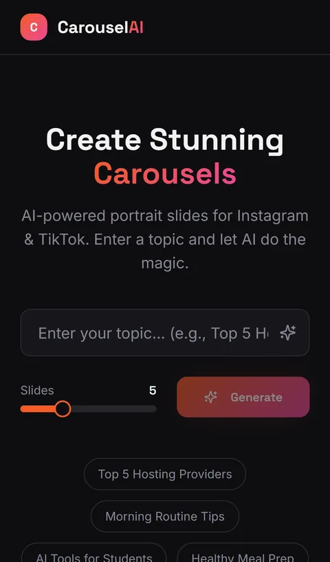CarouselAI — screenshot of the live product