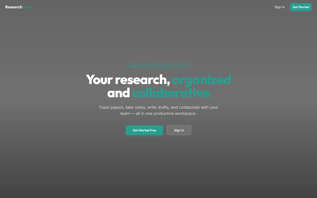 ResearchDays — screenshot of the live product