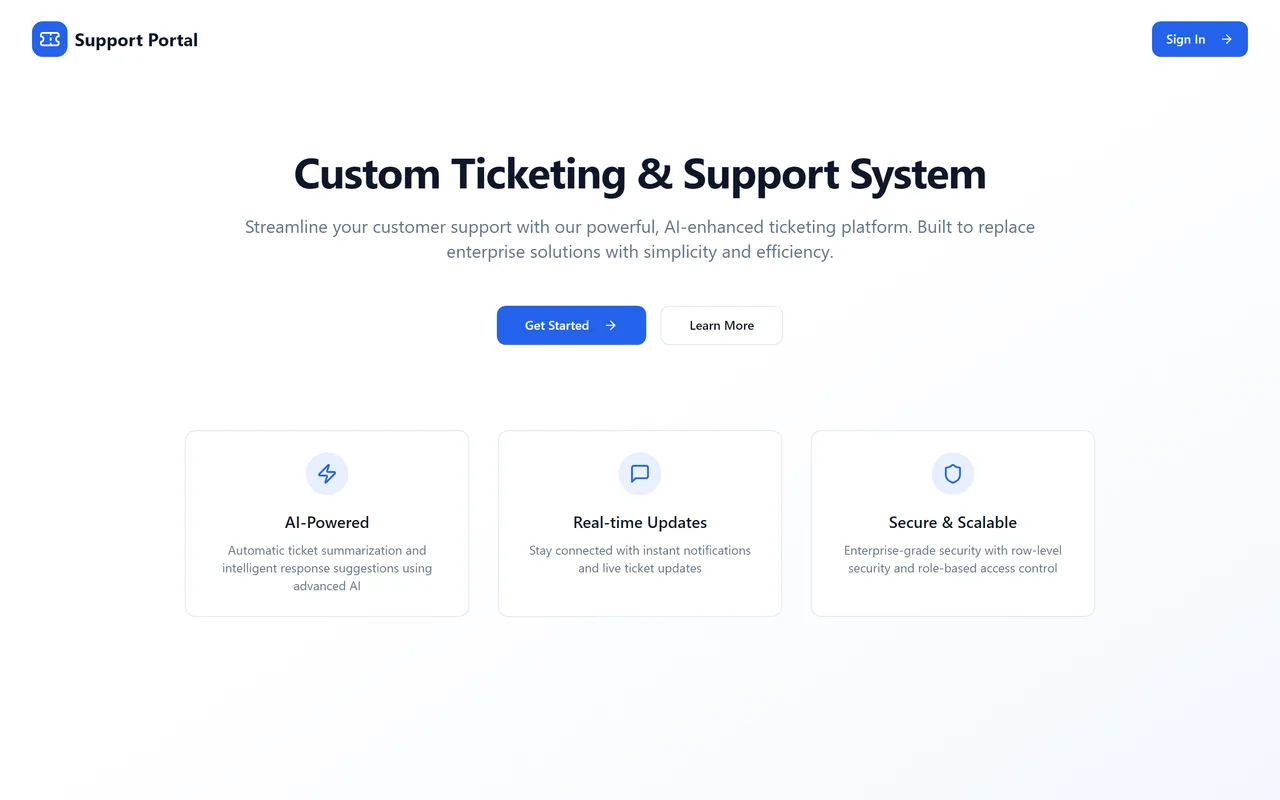 Support Portal — screenshot of the live product